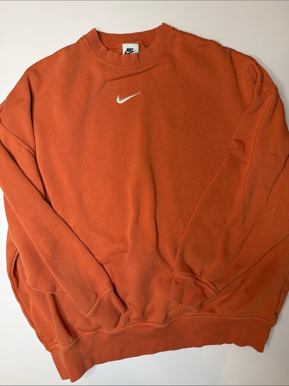 Nike Women's  Crewneck Sweatshirt in Burnt Orange with White Swoosh